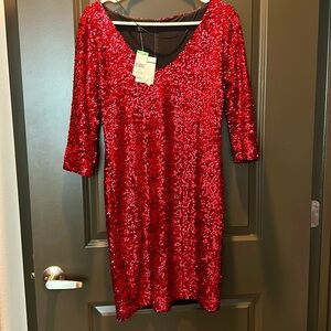 Red Sequin Mini Dress